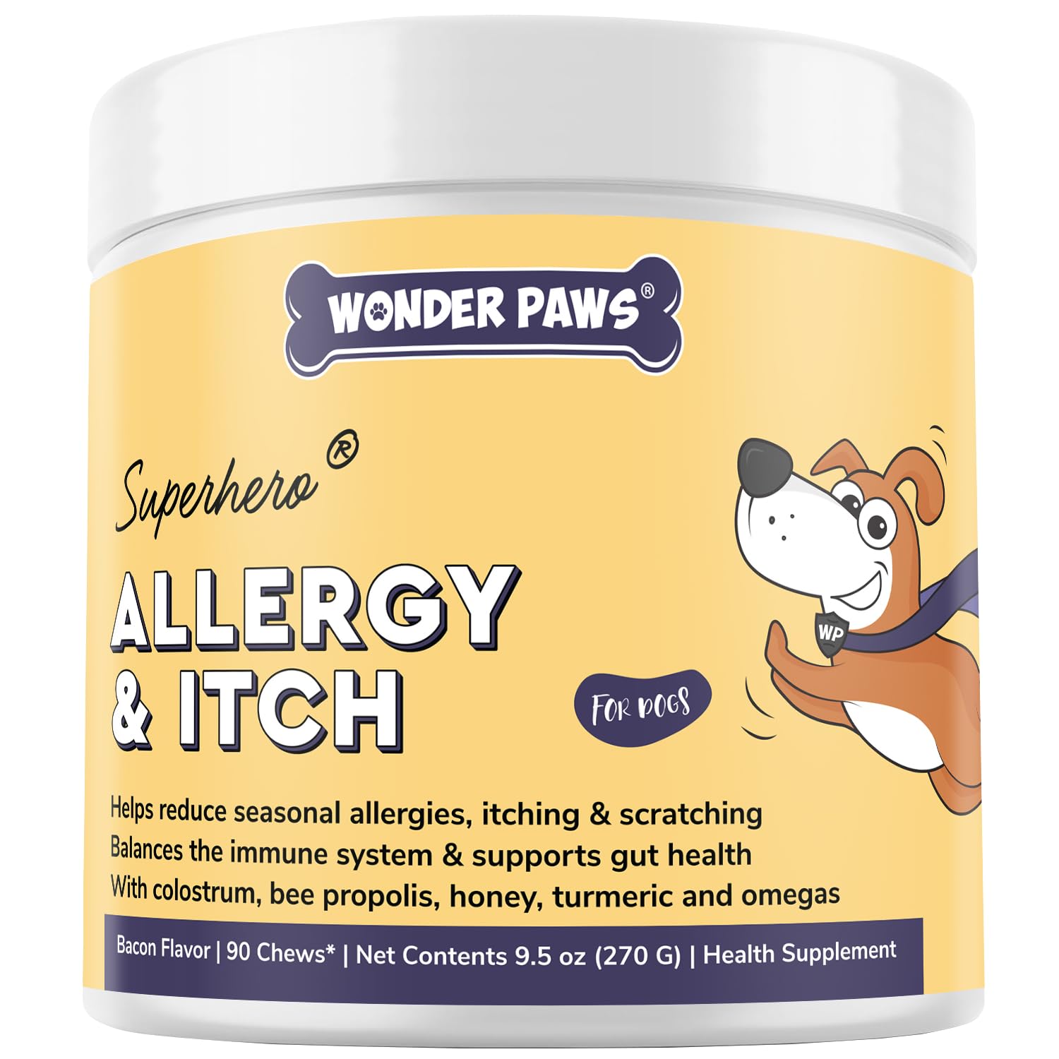 Wonder Paws gommes allergie chien – emballage clair et pratique pour utilisation quotidienne.