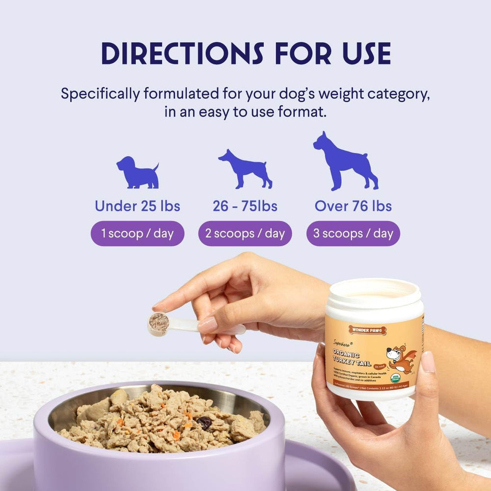 Étiquette USDA Organic sur Wonder Paws, garantie d'ingrédients organiques.