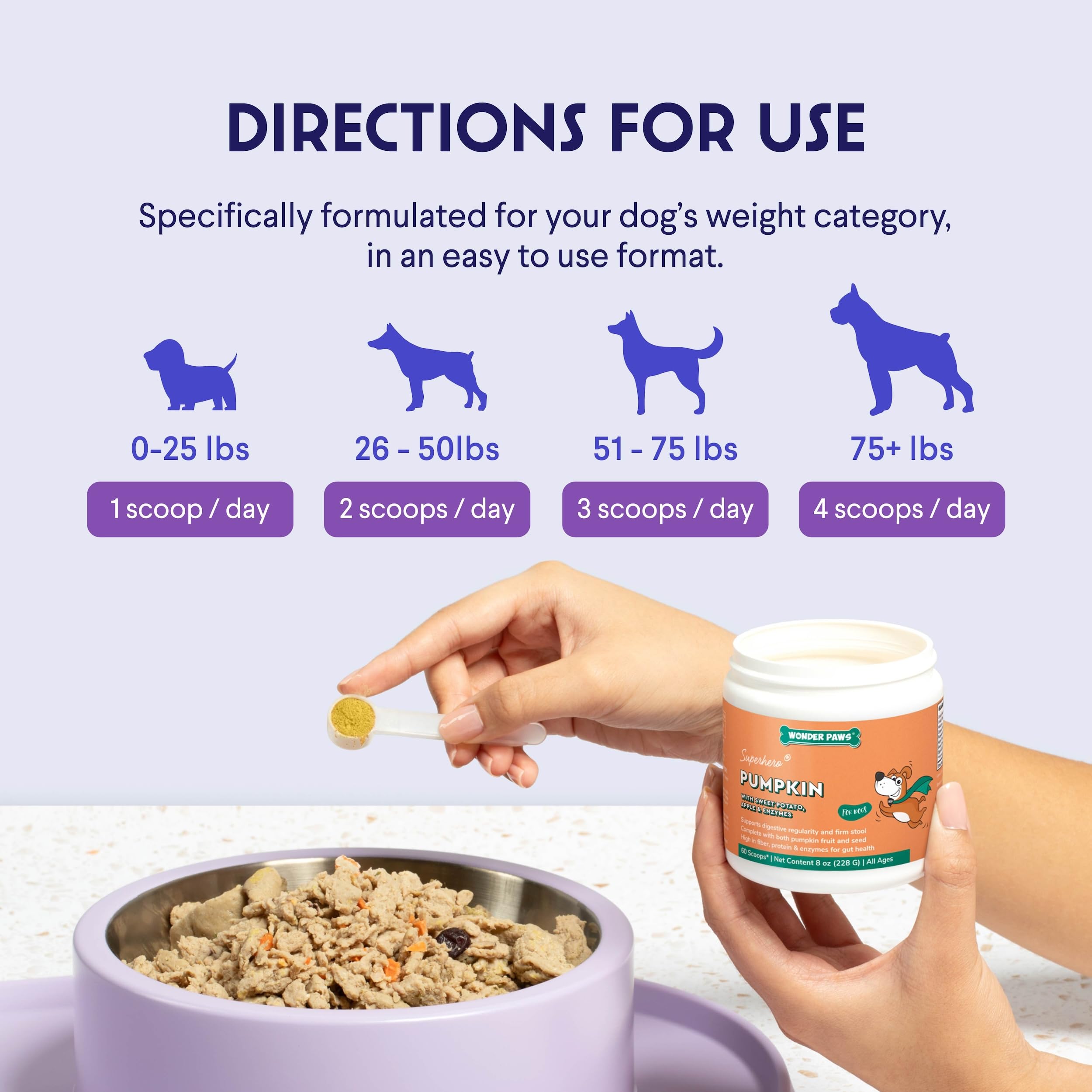 Wonder Paws fibres potiron bio chien: fibre naturelle pour soutenir la régularité.