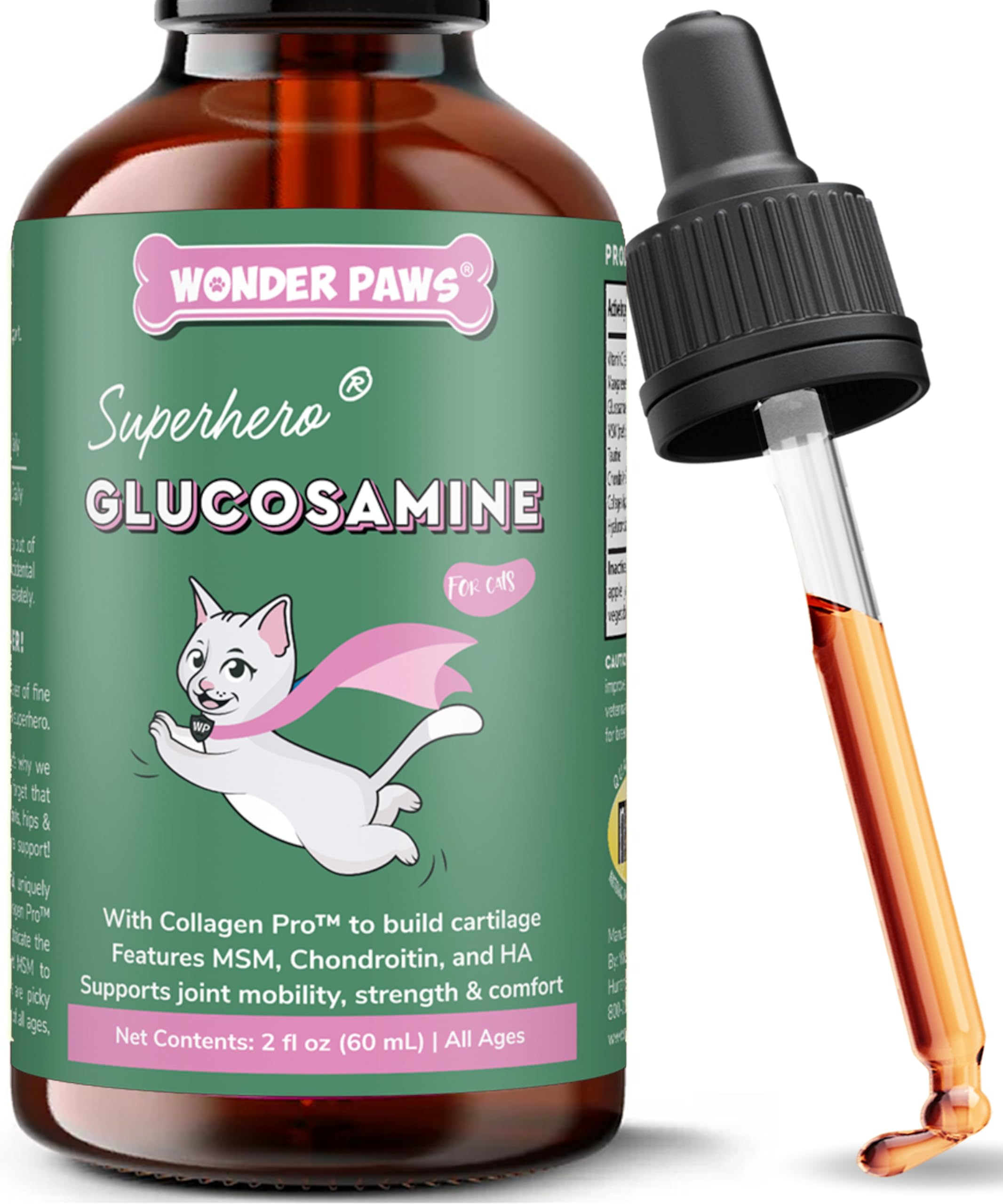 Wonder Paws glucosamine chat – flacon gouttes pratique pour soutenir la mobilité