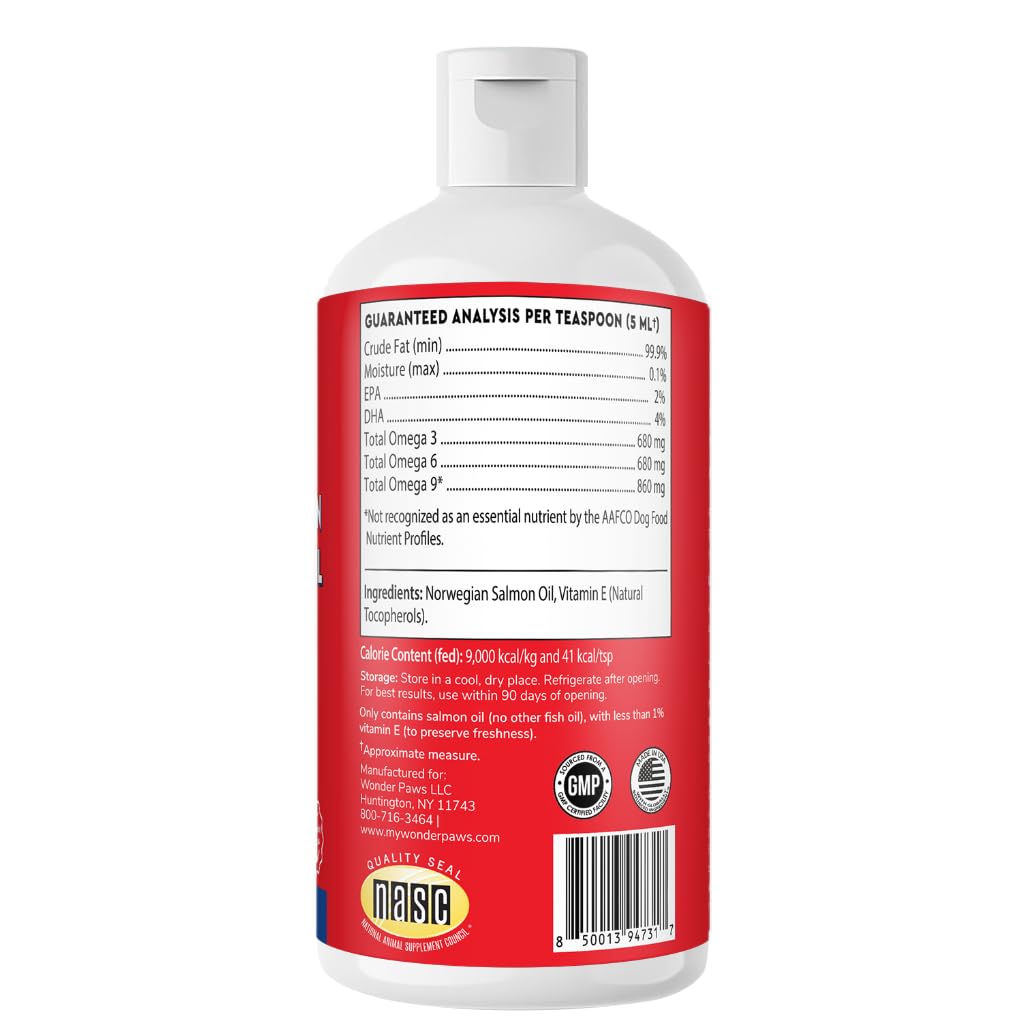 Wonder Paws huile saumon pour chien – soutien des articulations et mobilité.
