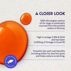 Pelage plus doux grâce à l'huile saumon Wonder Paws pour chien.