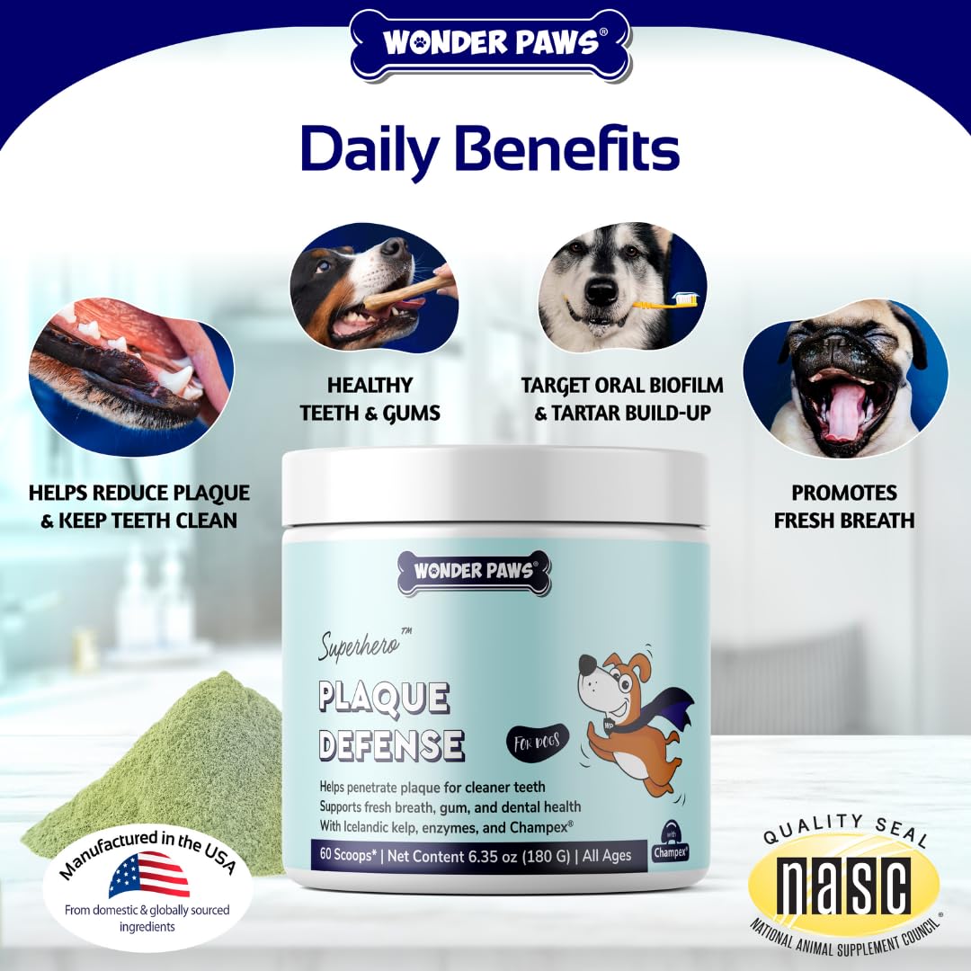 Wonder Paws Poudre Dentaire – Champex et champignons pour une haleine plus fraîche.