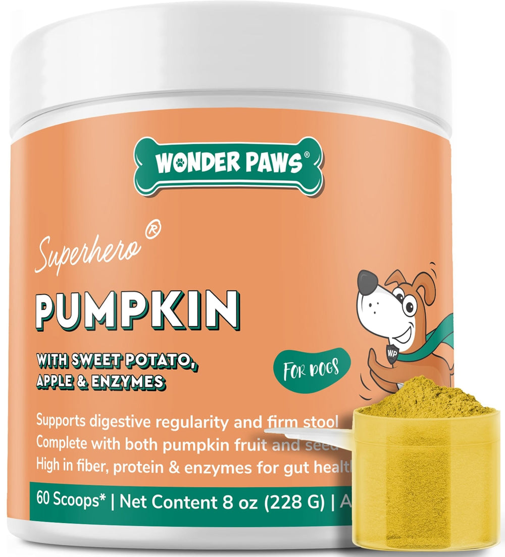 Wonder Paws poudre potiron bio chien topper: facilite la digestion et la régularité des selles.
