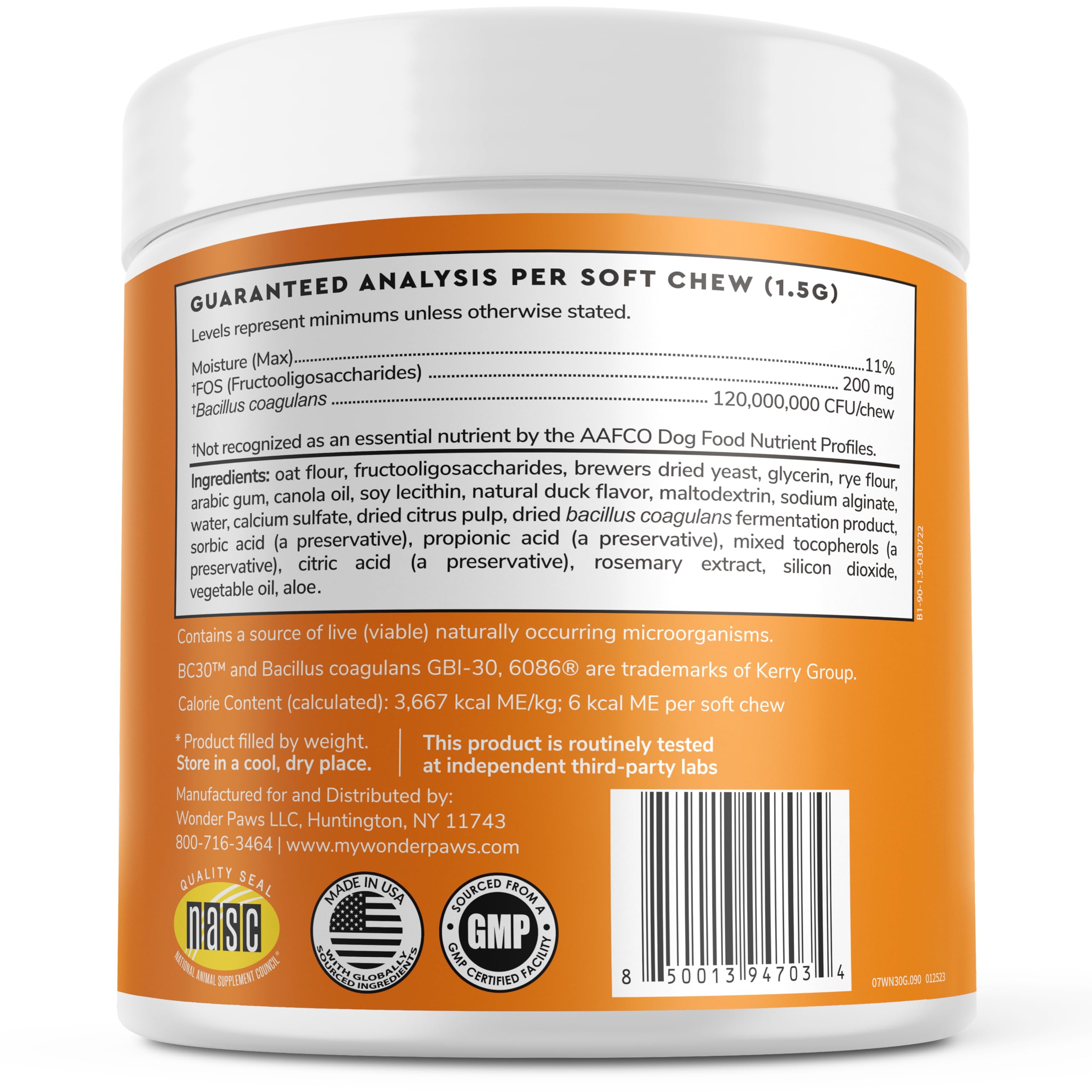 Wonder Paws Probiotiques – chien, soutien santé intestinale et digestion