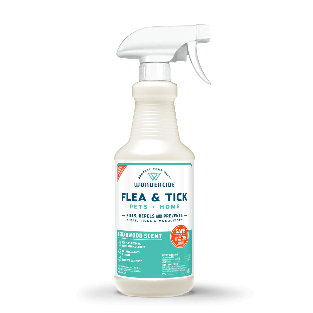 Wondercide bouteille spray cedre pour proteger contre les puces et tiques naturellement.
