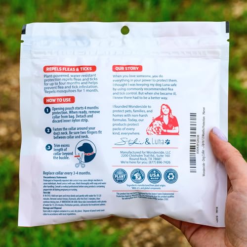 Wondercide collier chien - démonstration ajustable pour petits à moyens chiens, facilité d'utilisation