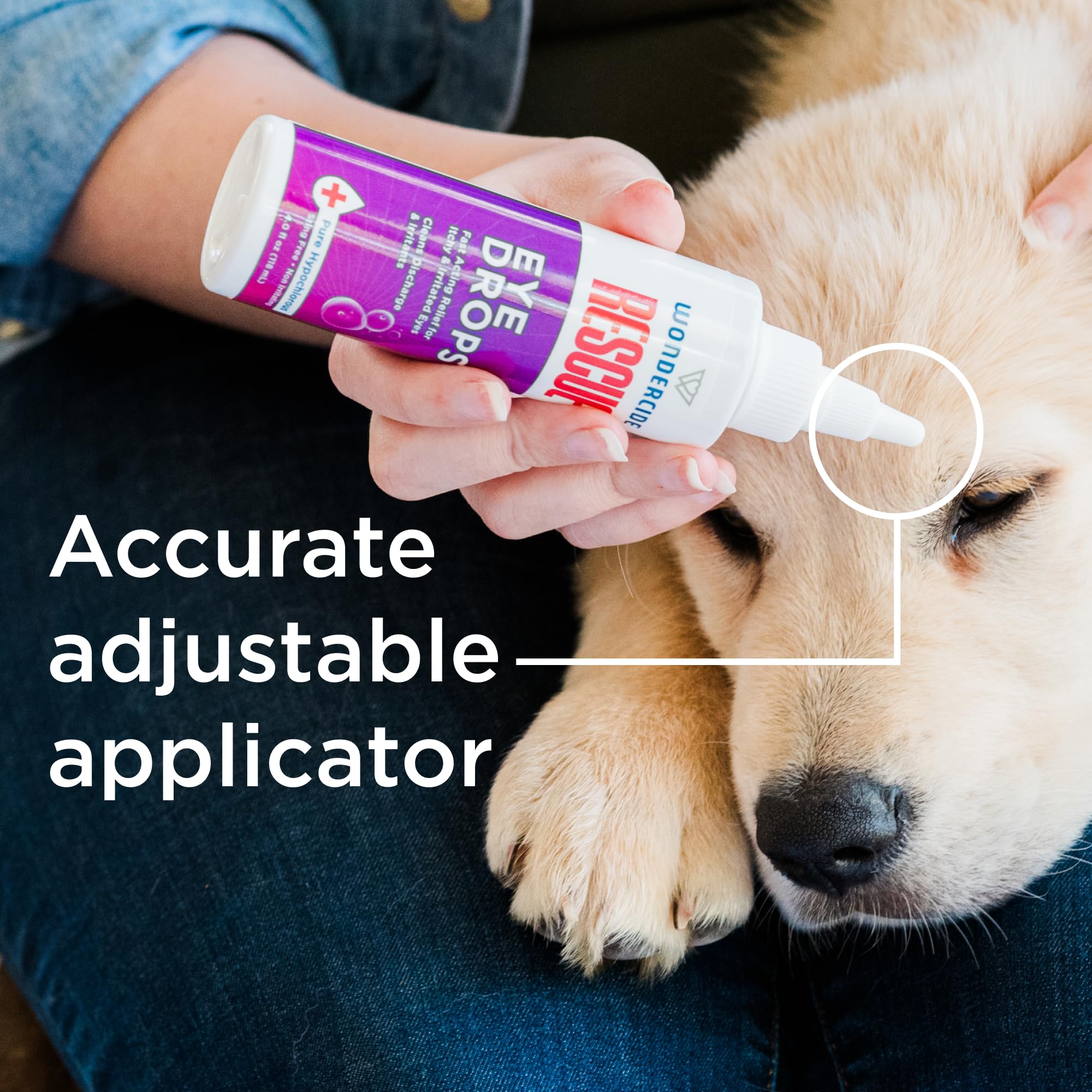 Wondercide Rescue: formule-hoCl-pure, sécurité autour des yeux et de la bouche.