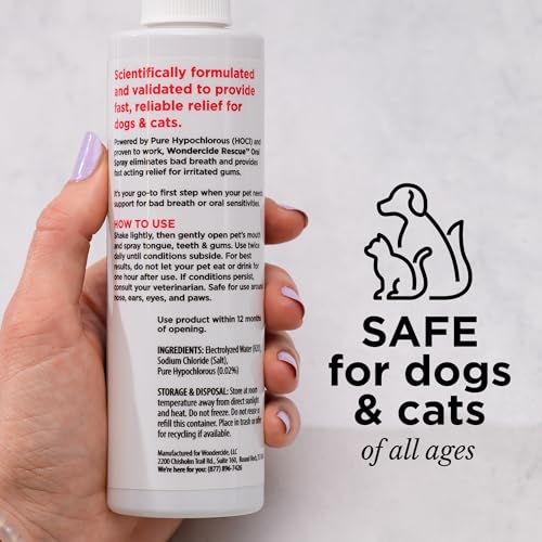 Wondercide Rescue spray gencives irritées apaisées avec une utilisation douce.