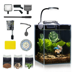 Wonderfactory Desktop Aquarium avec verre HD 4 mm et LED pour vue nette et lumineuse.