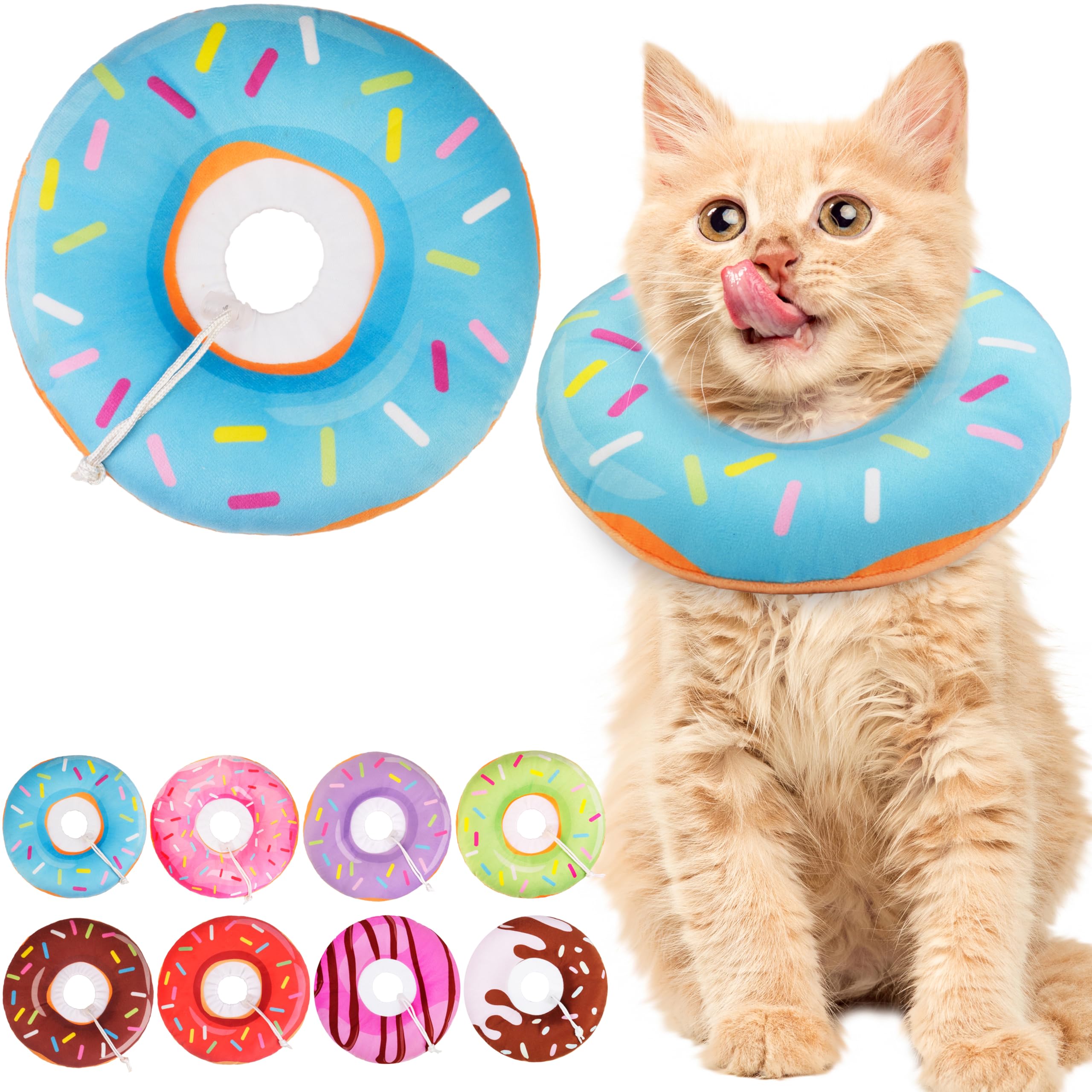 WONONE collier-donut chat bleu opération – protection post-opération sans gêner le mouvement
