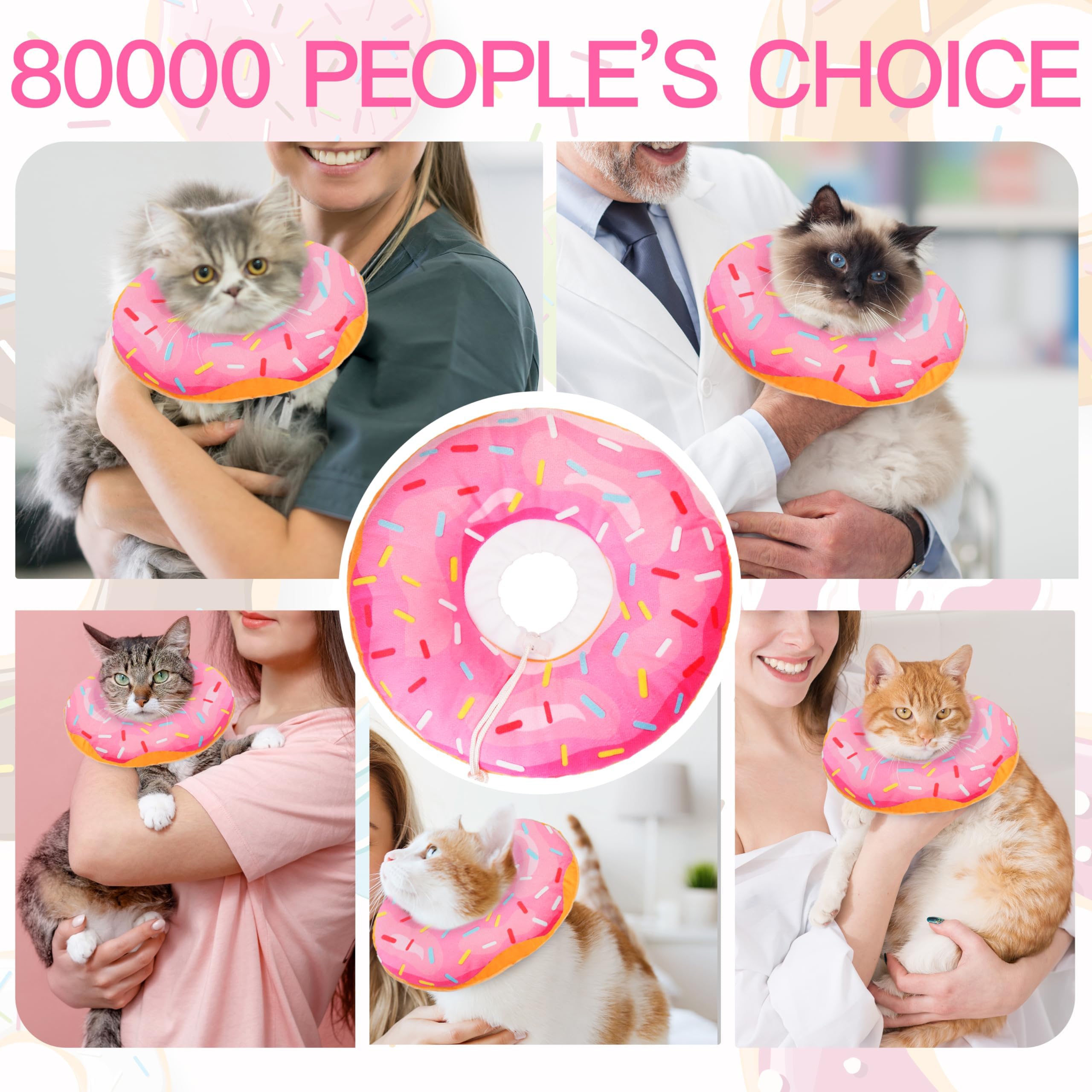 Collier donut WONONE pour chat, entretien facile et lavable.