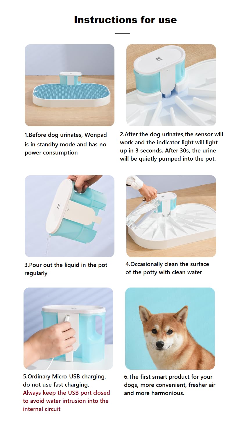 WonPad - lumiere-bleue-indicateur: lumière bleue guidant le démarrage sans effrayer le chien.