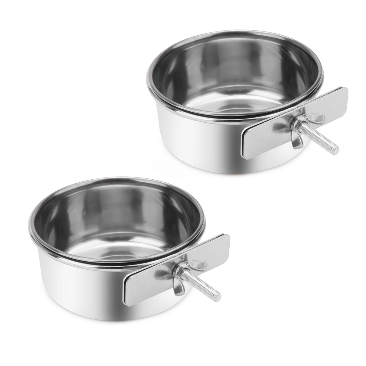 Wontee bol eau inox avec support à pince, idéal pour éviter les renversements dans la cage.