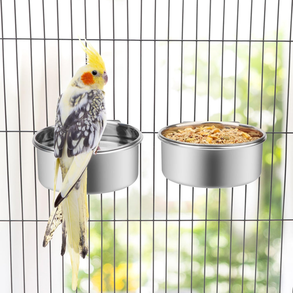 Wontee bol nourriture inox moyen, attache-pince sécurisée dans la cage.