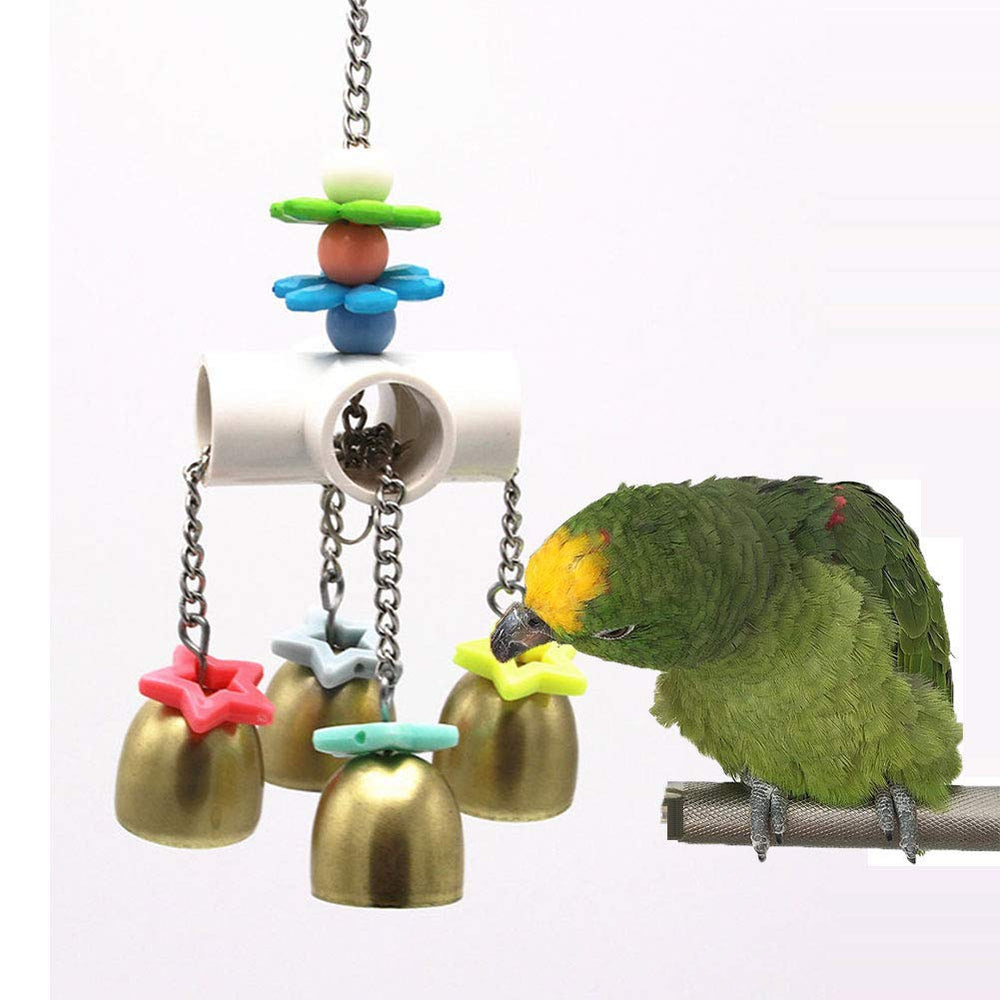 Jouet Wontee cloche oiseau metallique solide et securisant pour l'amusement et la stimulation