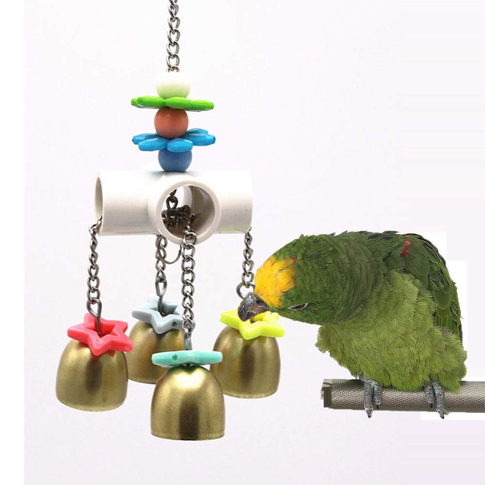 Jouet Wontee cloche oiseau metallique solide et securisant pour l'amusement et la stimulation