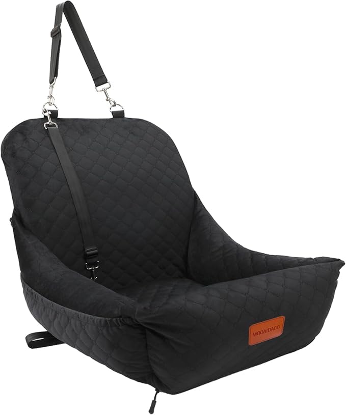 Wooaidagg-siège-auto-chien-compact: confort optimal pour les trajets en voiture.