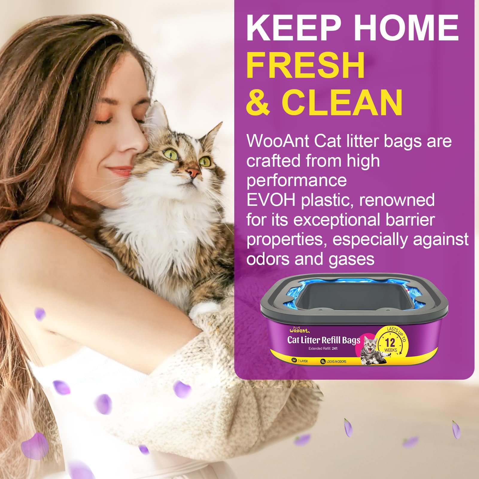 WooAnt pack8 cartouches refil litière chat, économie durable.