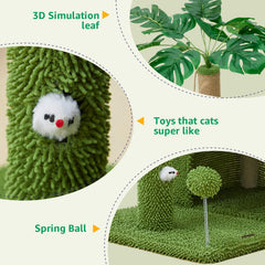 Woochpet feuilles vertes: décoration nature qui stimule la curiosité du chat.