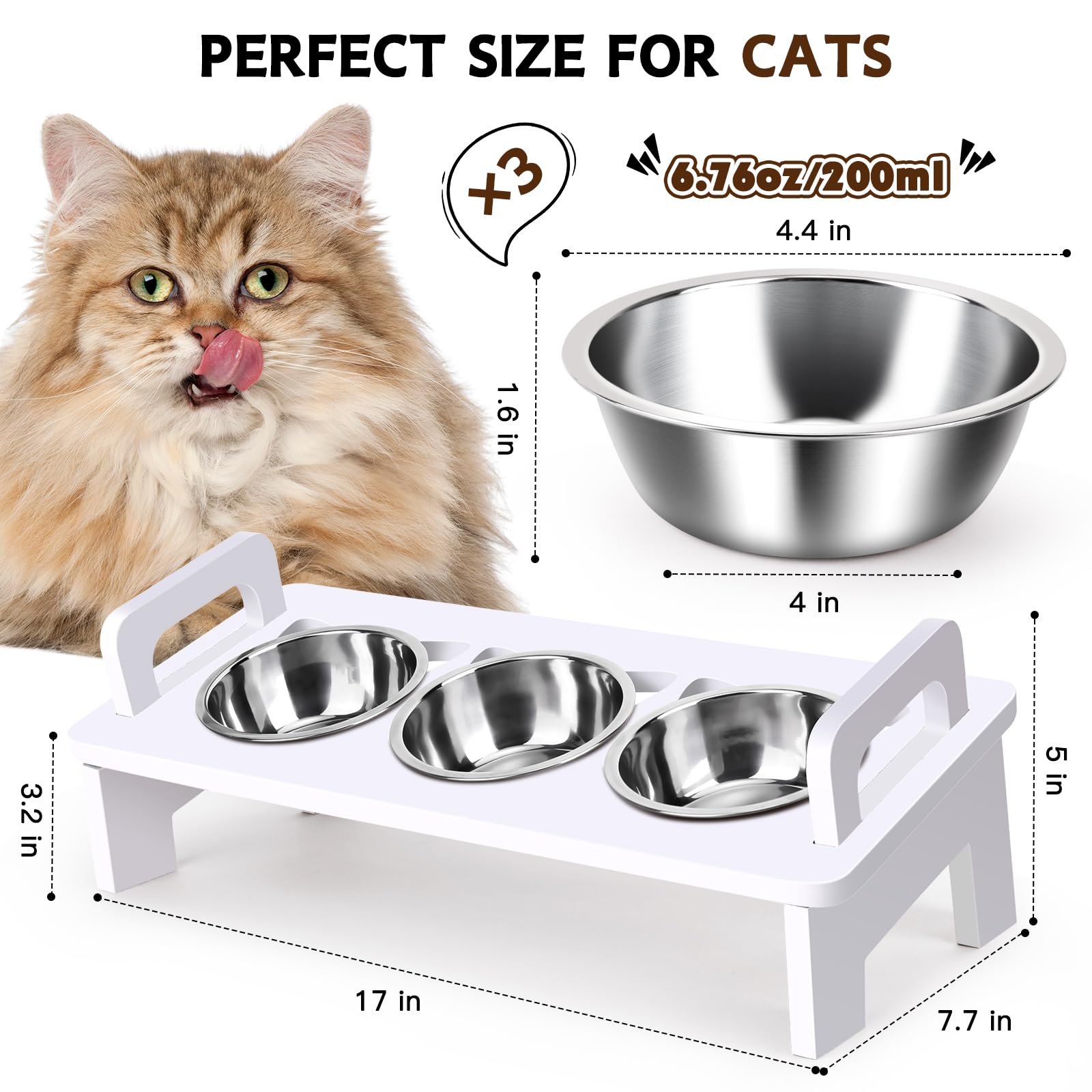 Woodever ensemble nourriture chat hauteur pratique et hygiénique