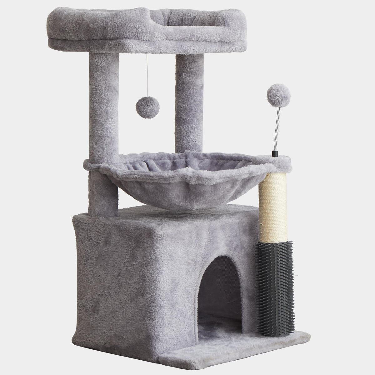 WOODPURR Arbre chat 32 pouces avec hamac, repos sûr et confortable.