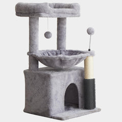 WOODPURR Arbre chat 32 pouces avec hamac, repos sûr et confortable.