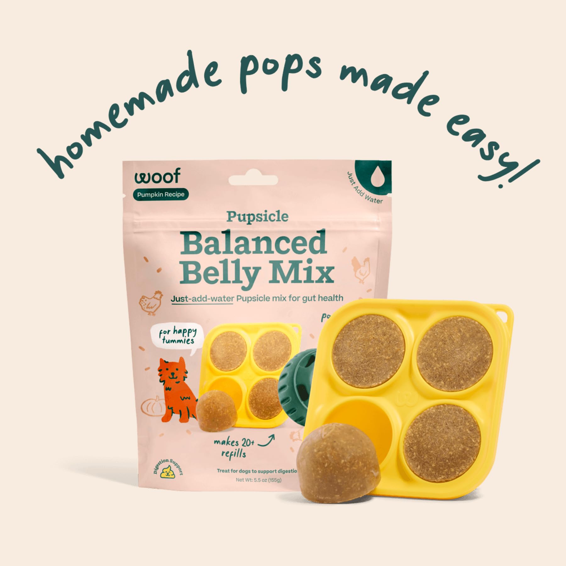 WOOF Pupsicle Mèches/Moules: utilisation simple dans les moules pour gâteries personnalisées.