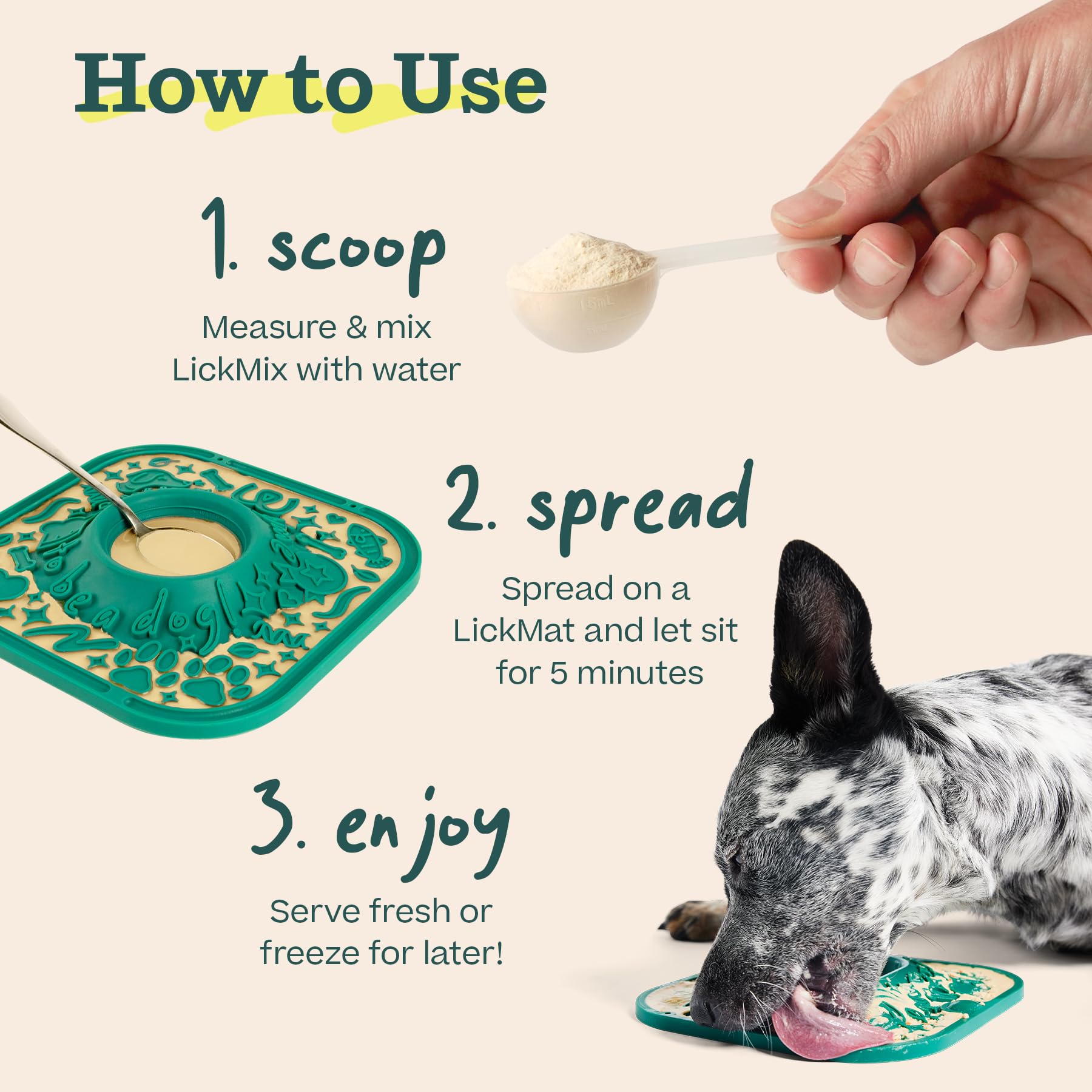 WOOF LickMixes détente lors du repas grâce à l'enrichissement.