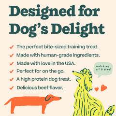 Love Nuggets WOOF, ingrédients de qualité, récompense délicieuse pendant l'entraînement.