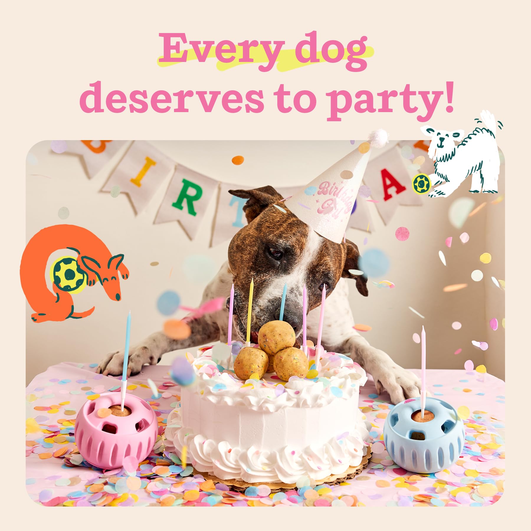 WOOF Party Pupsicle, couleur rose, ajoute une touche festive à la fête du chien.