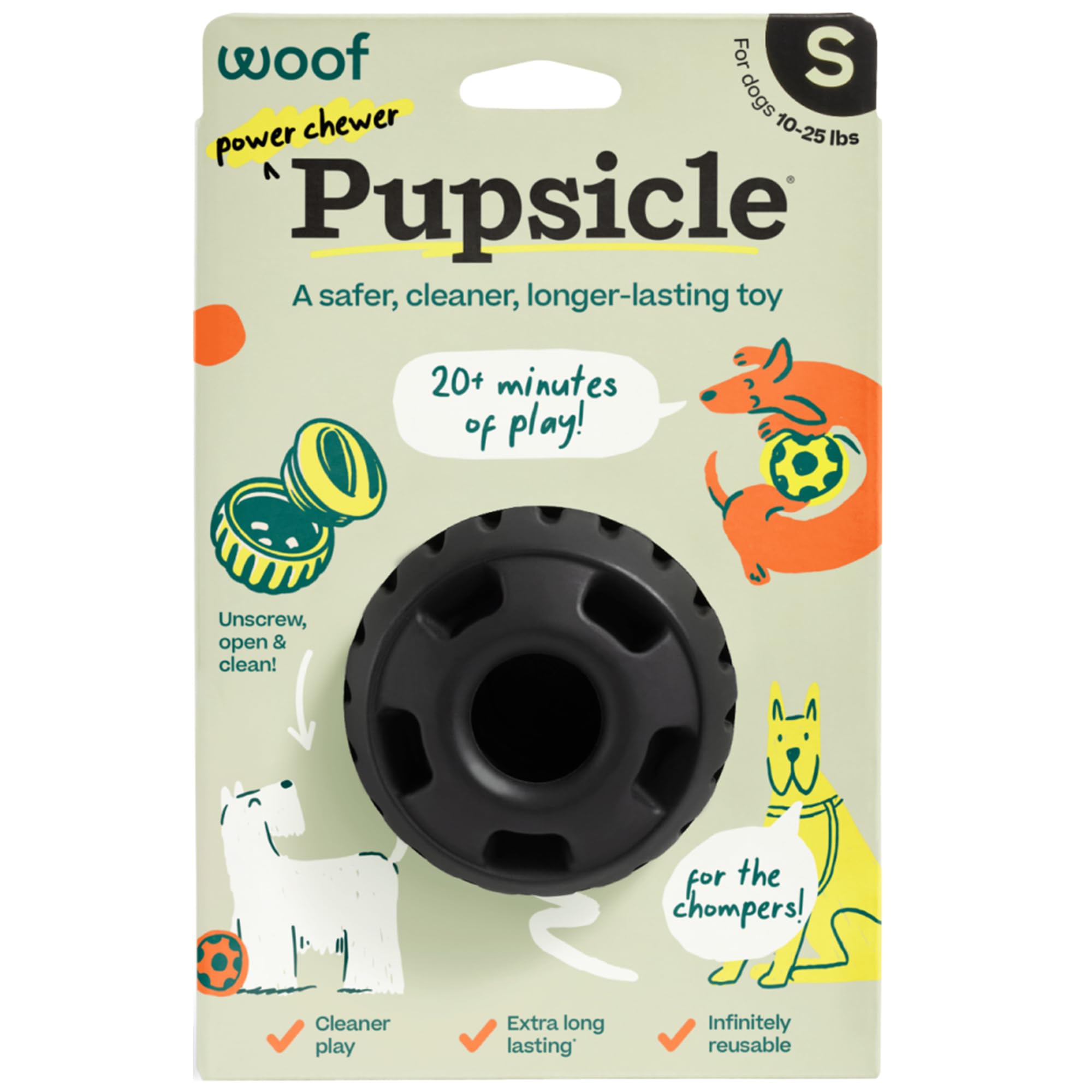 WOOF Power Chewer Pupsicle robuste, conçu pour les mâchoires puissantes et les jeux intensifs.