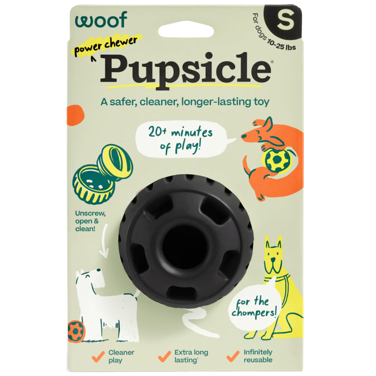 WOOF Power Chewer Pupsicle robuste, conçu pour les mâchoires puissantes et les jeux intensifs.