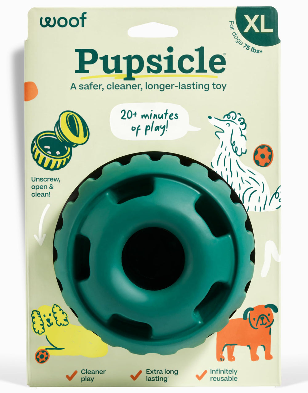 Jouet Woof Pupsicle boule casse-tête interactif offrant une longue distraction.