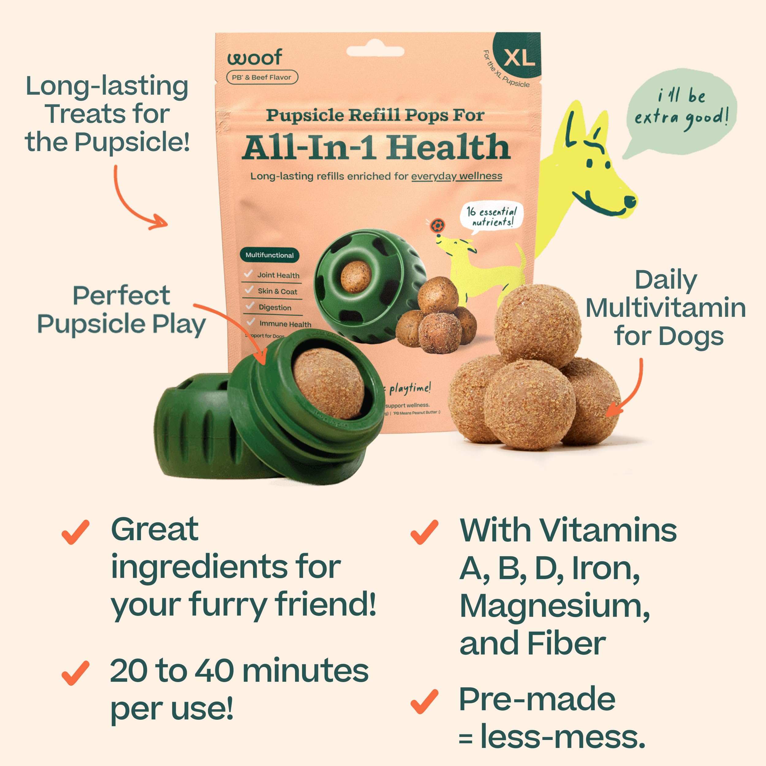WOOF Pupsicle: delice-supplement-dogue pendant l'activité.