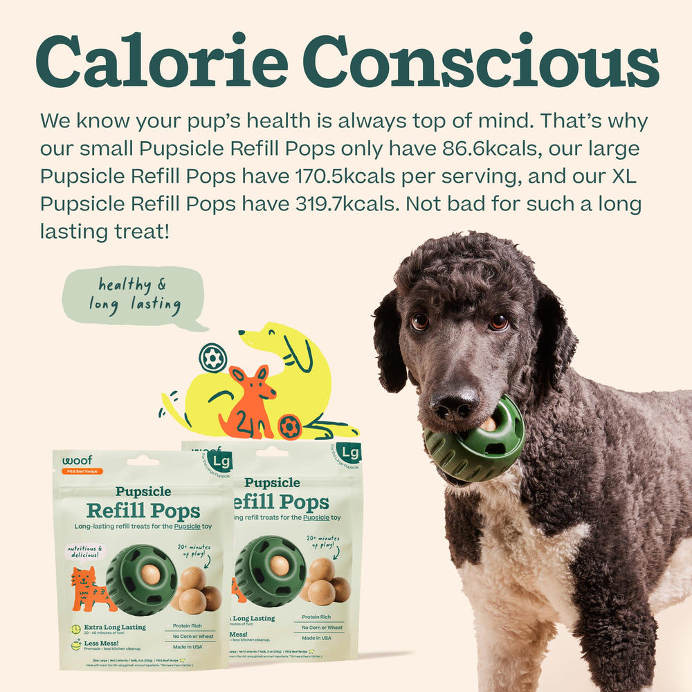 WOOF Pupsicle ingrédients de qualité: beurre cacahuete et boeuf pour les chiens