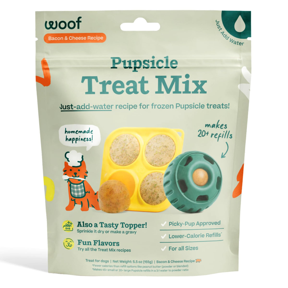 Mélange Pupsicle WOOF facile à préparer, friandises fraîches pour chien.