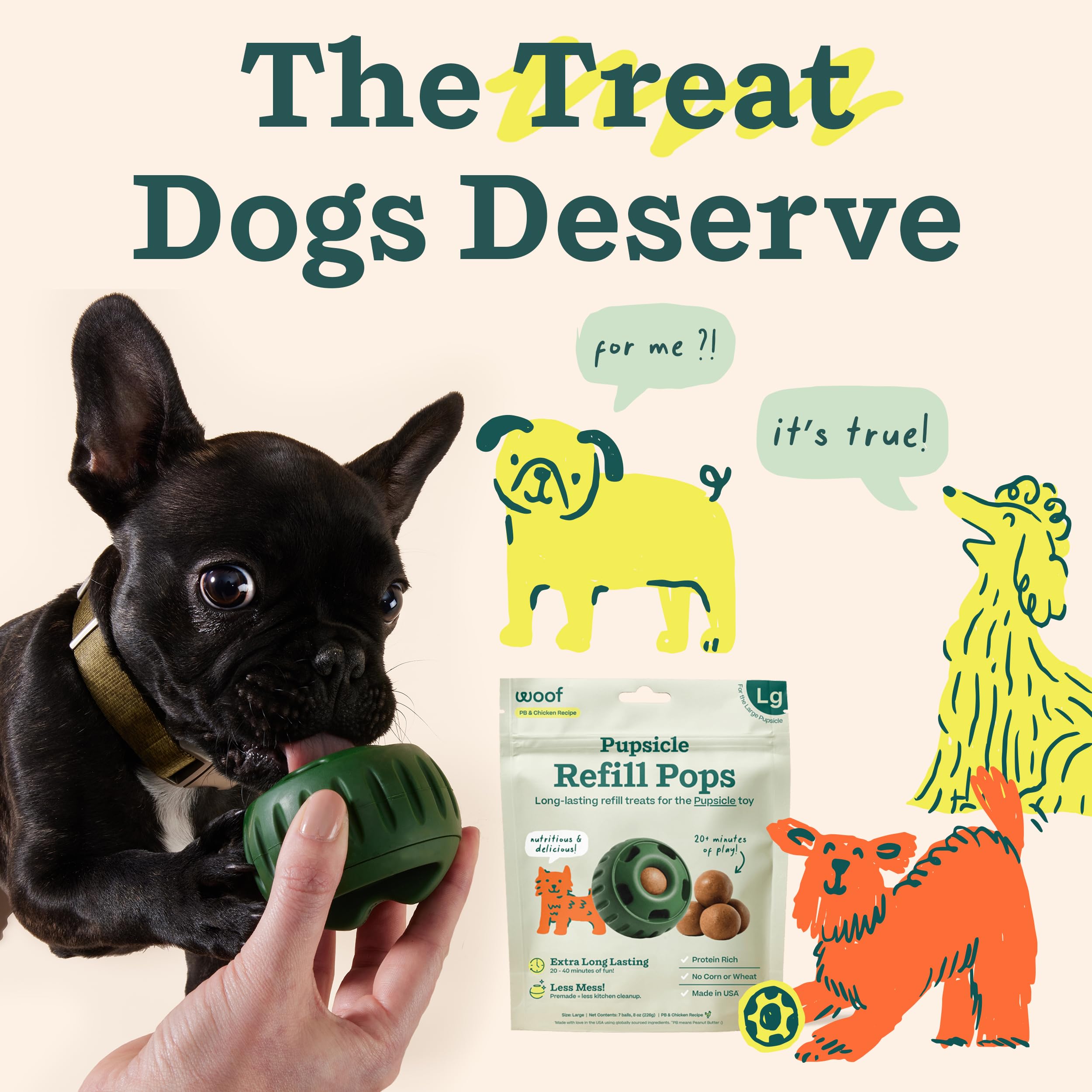 Pupsicle Refill Pops de WOOF prêt-à-servir pour chien gourmand.