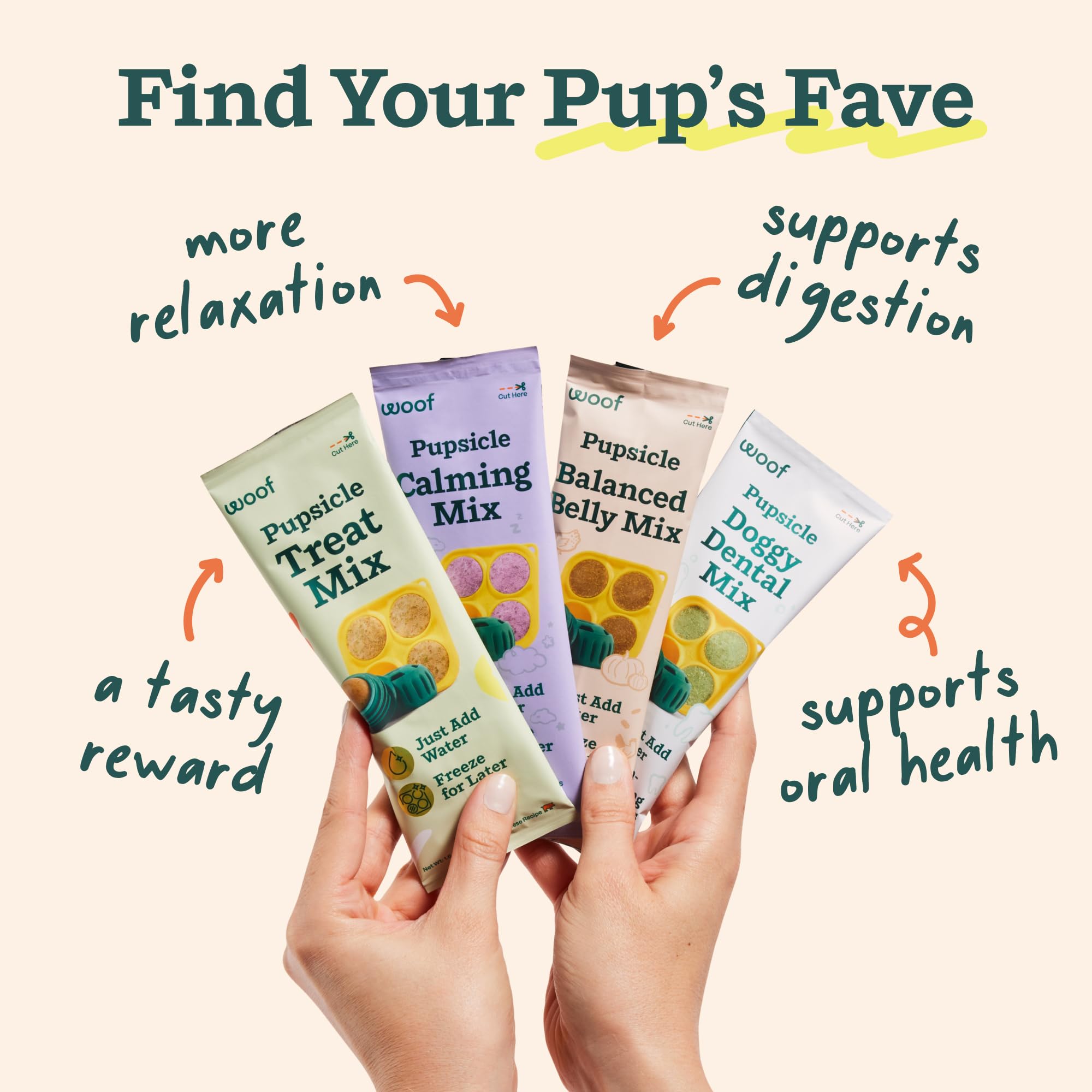 Remplissage maison facile WOOF Pupsicle, pratique et rapide.