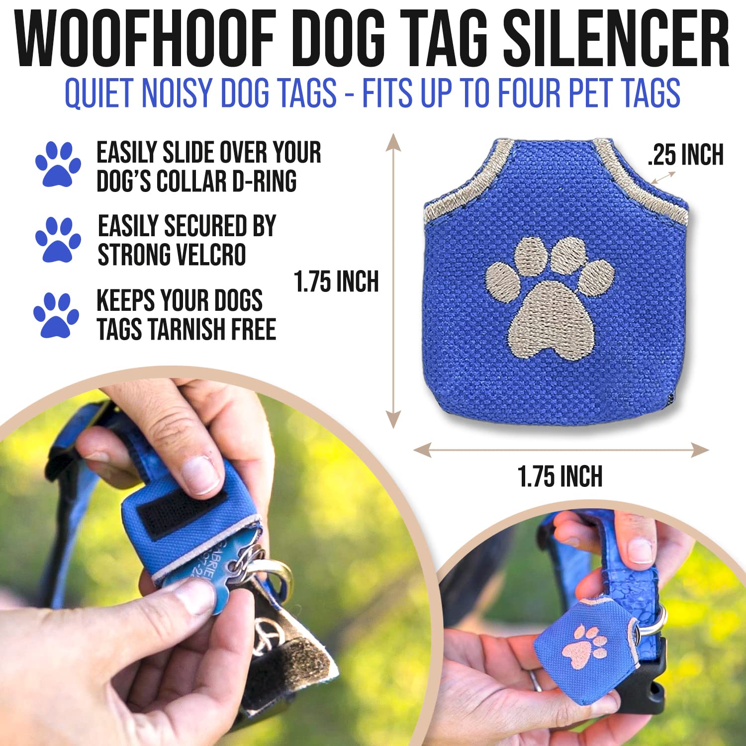 Woofhoof Étui: nylon bleu durable pour médailles propres et protégées.