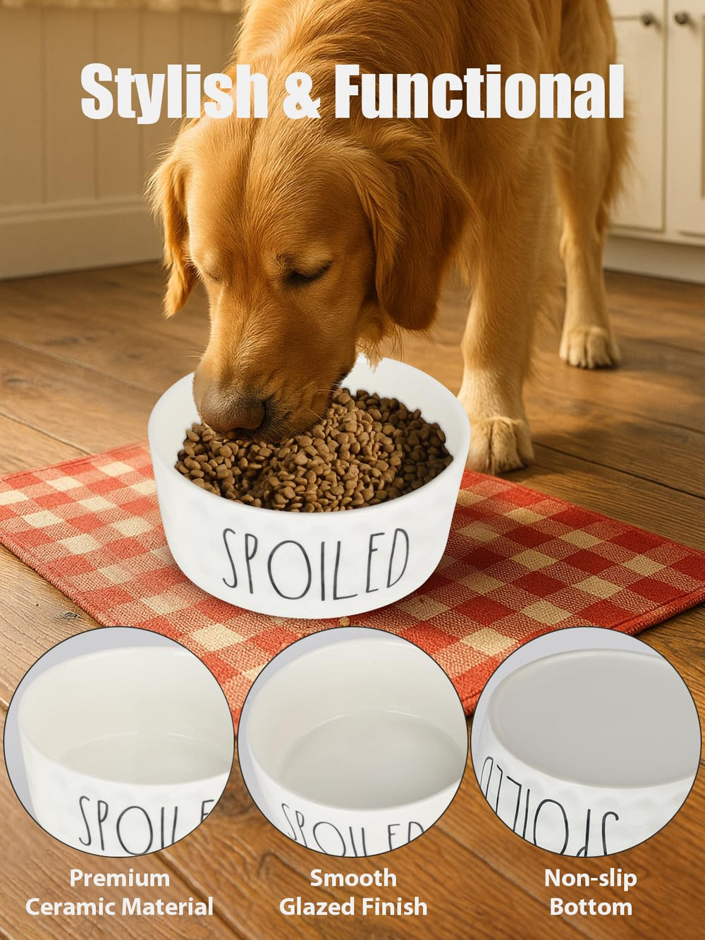 Bol WoofinPets compatible micro-ondes, vue montrant le réchauffage rapide des aliments.