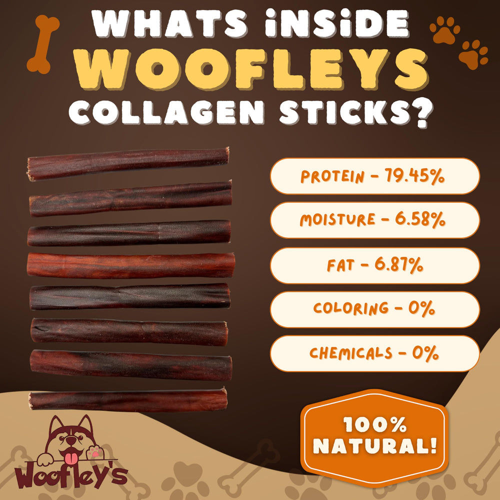Woofley's baton-collagene emballage, présentation pratique pour stocker et réapprovisionner.