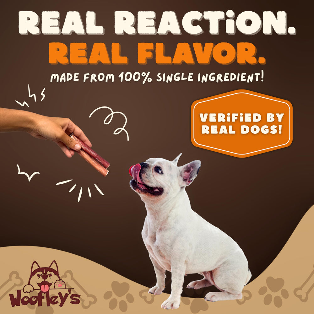 Woofley's Bâtonnets Bully, alternative naturelle au cuir brut.