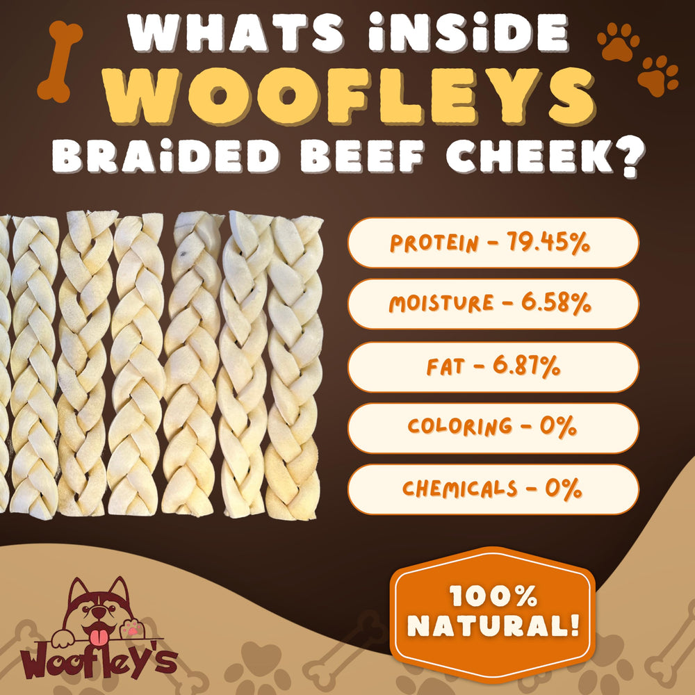 Woofley's nattes-joue-buffle 6 pouces: digestibilité facilitée et odeur neutre
