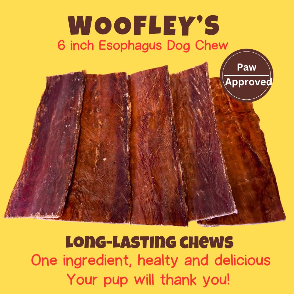 Woofley's Esophagus Jerky close-up: texture naturelle et sans additifs.