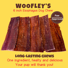 Woofley's Esophagus Jerky close-up: texture naturelle et sans additifs.