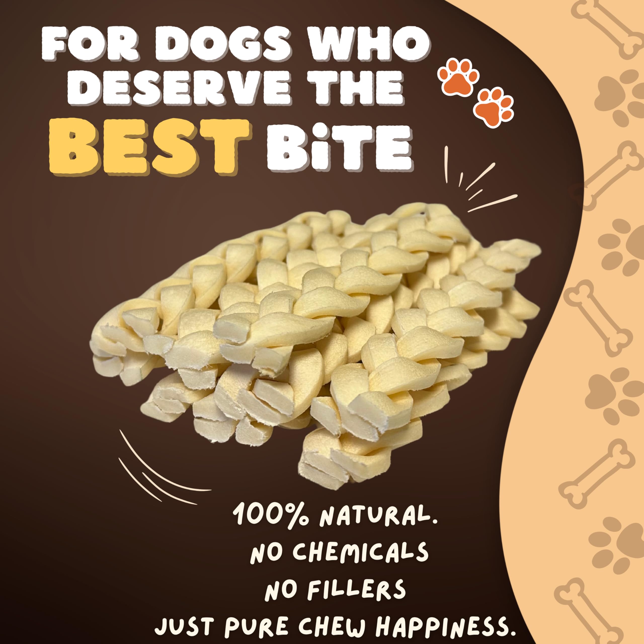 Woofley's pack de 20 tresses de buffle, format pratique pour chiens.