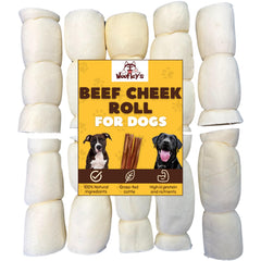 Rouleau de joue de buffle Woofley's, 5-6 pouces, mastication longue et immersive