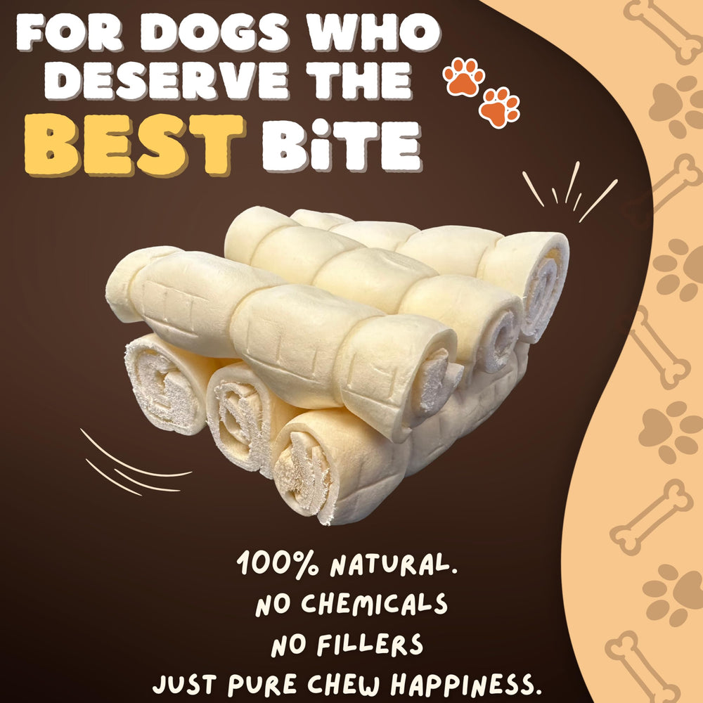 Gros plan texture naturelle Woofley's; rouleaux favorisent la mastication durable.