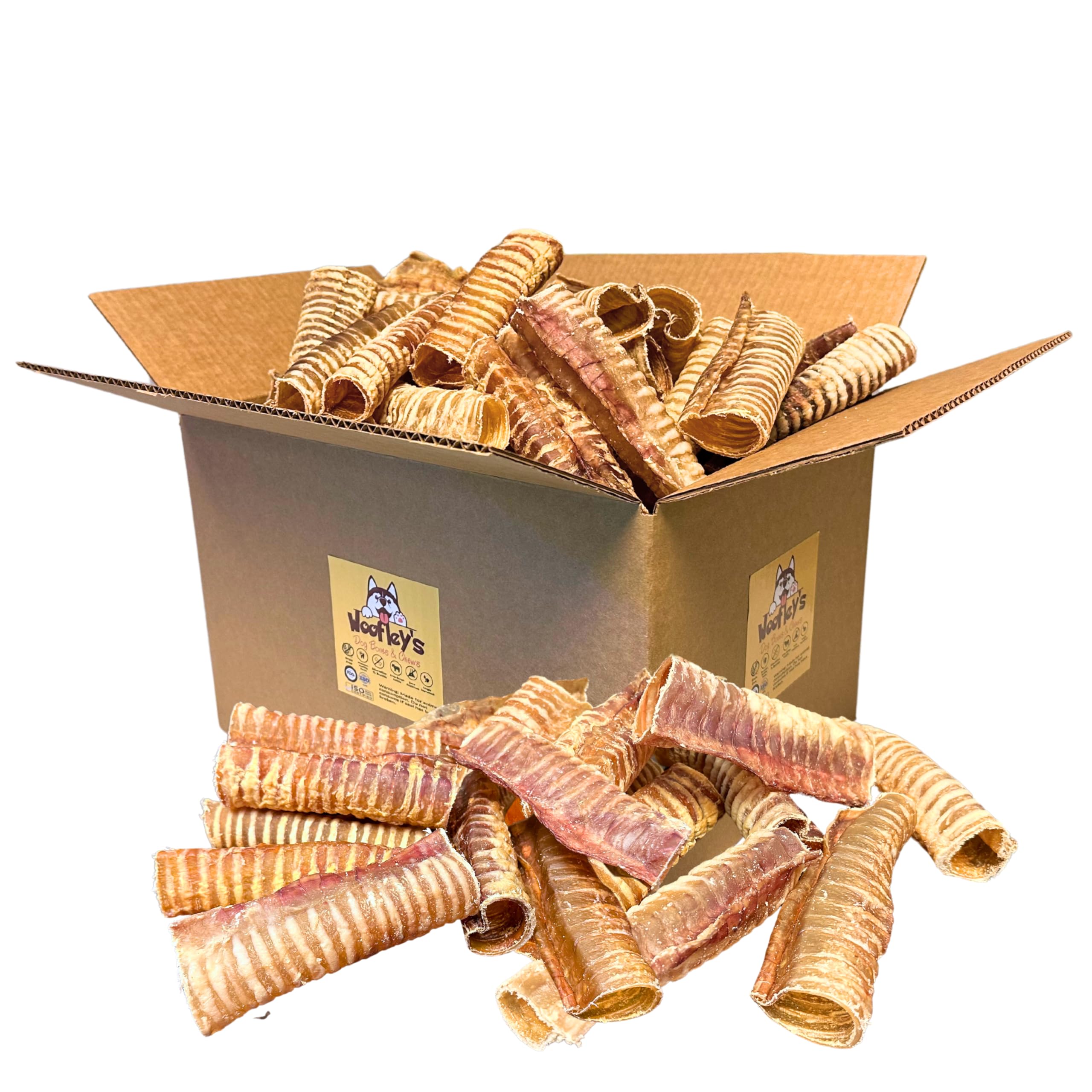 Woofley's Trachée de Boeuf 6 pouces, paquet, riche en protéines pour chiens actifs.